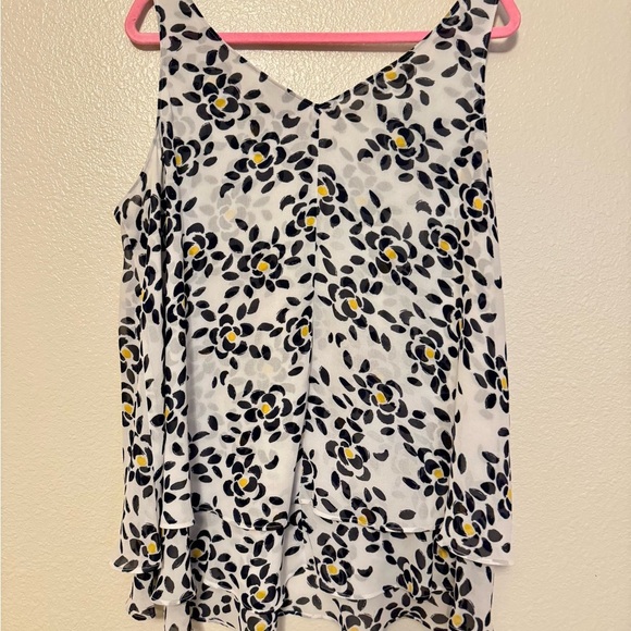 Lane Bryant Black,White,and yellow Floral Tank Top - Picture 2 of 3